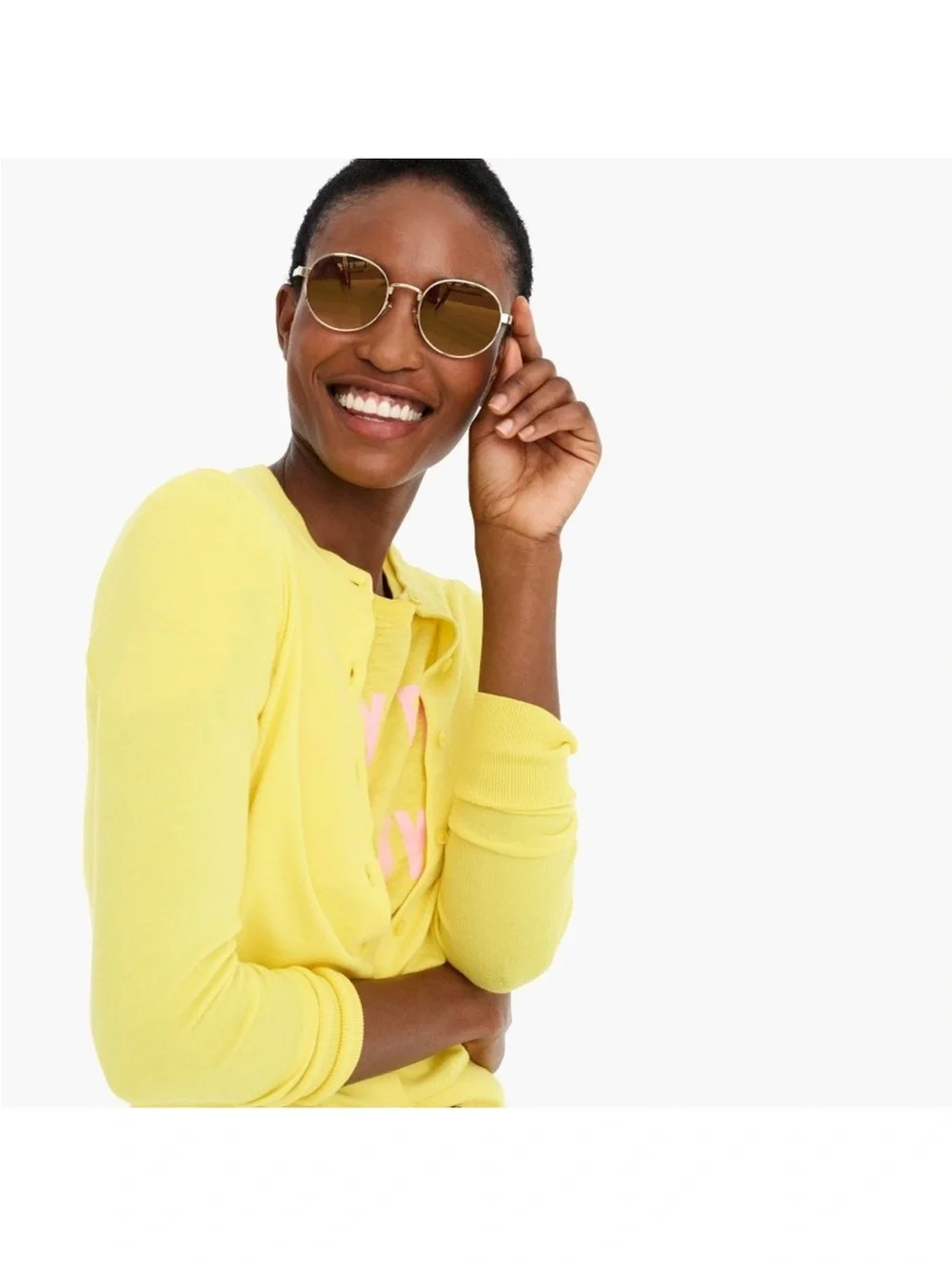 J. Crew Jackie Cotton Blend Cardigan Sweater Yellow 2X E8447